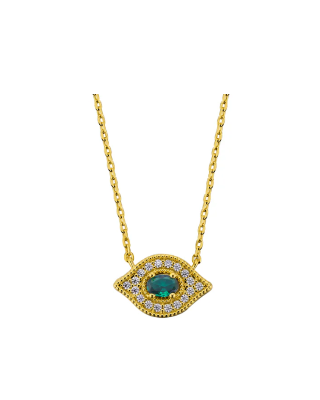 Green Majestic Eye Necklace - Gold Plated