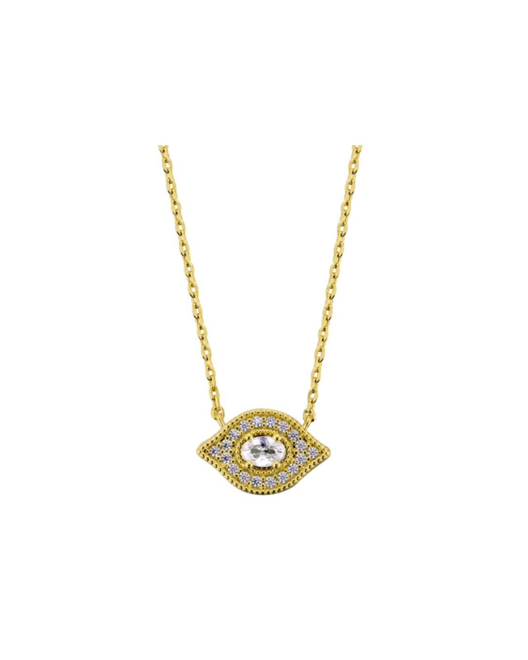 White Majestic Eye Necklace - Gold Plated