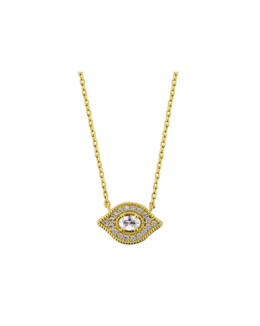 White Majestic Eye Necklace - Gold Plated