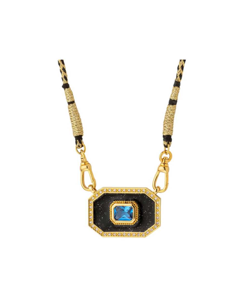 Black Shiny Yucatan Necklace - Gold Plated