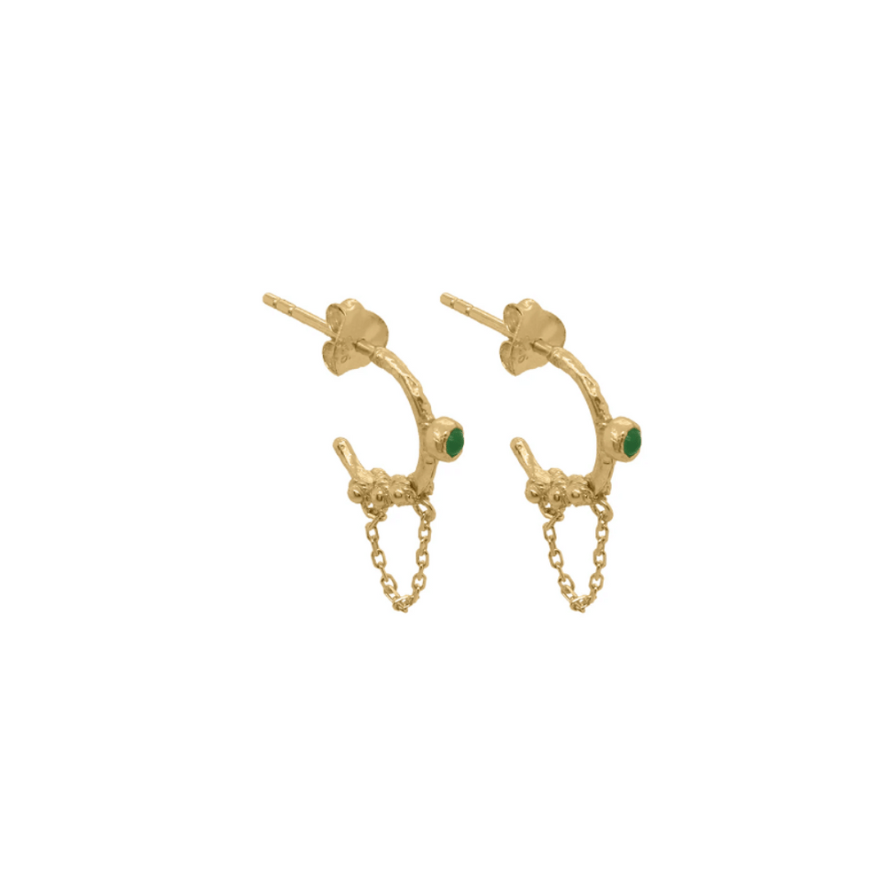 Uracca Earrings with Jade - 18K Gold Plated