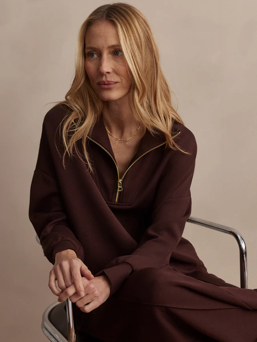 Hawley Half Zip Sweat - Coffee Bean