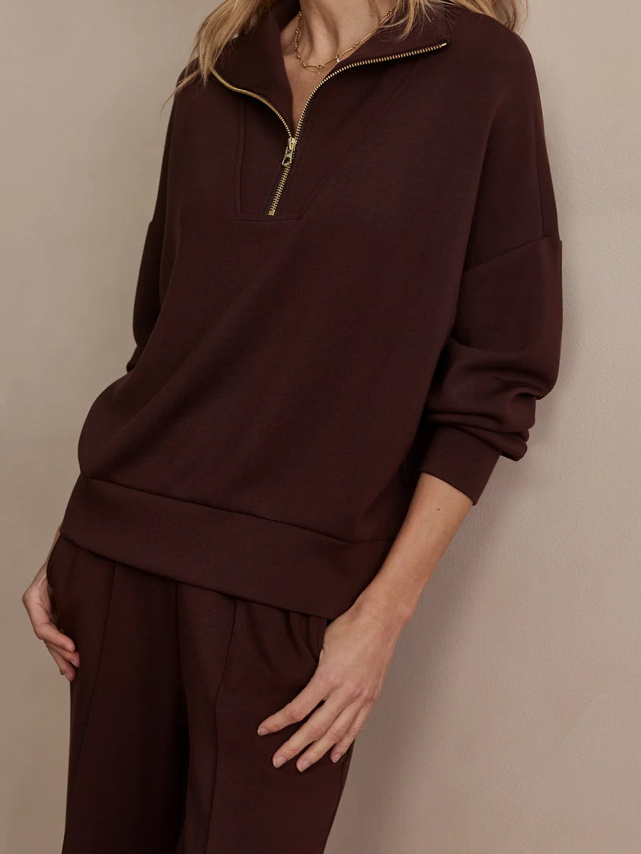 Hawley Half Zip Sweat - Coffee Bean