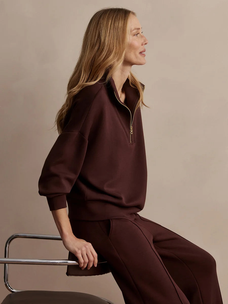 Hawley Half Zip Sweat - Coffee Bean