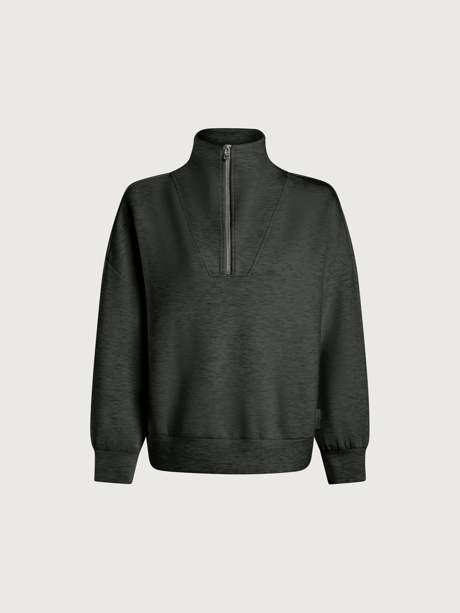 Hawley Half Zip Sweat - Olive Marl - arriving late August