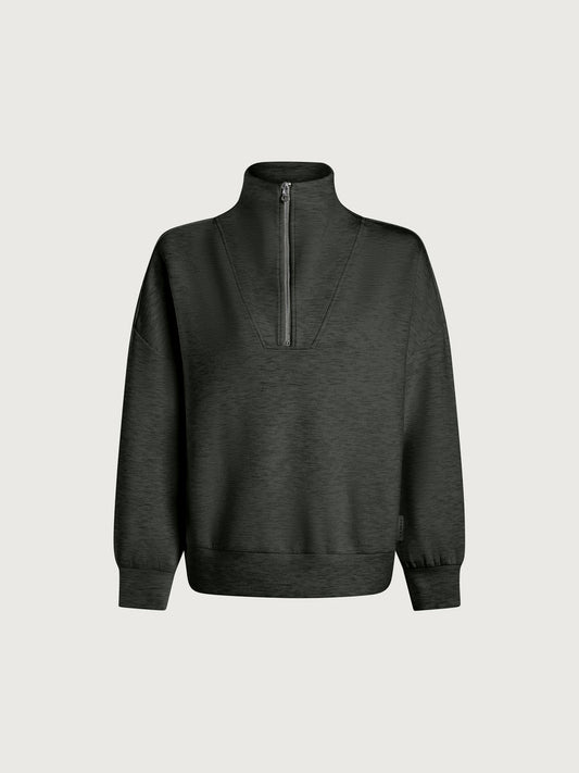 Hawley Half Zip Sweat - Olive Marl - arriving late August
