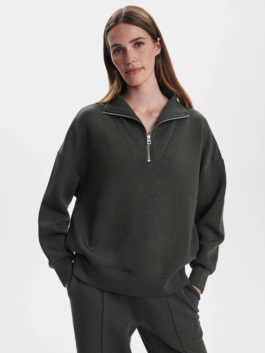 Hawley Half Zip Sweat - Olive Marl - arriving late August