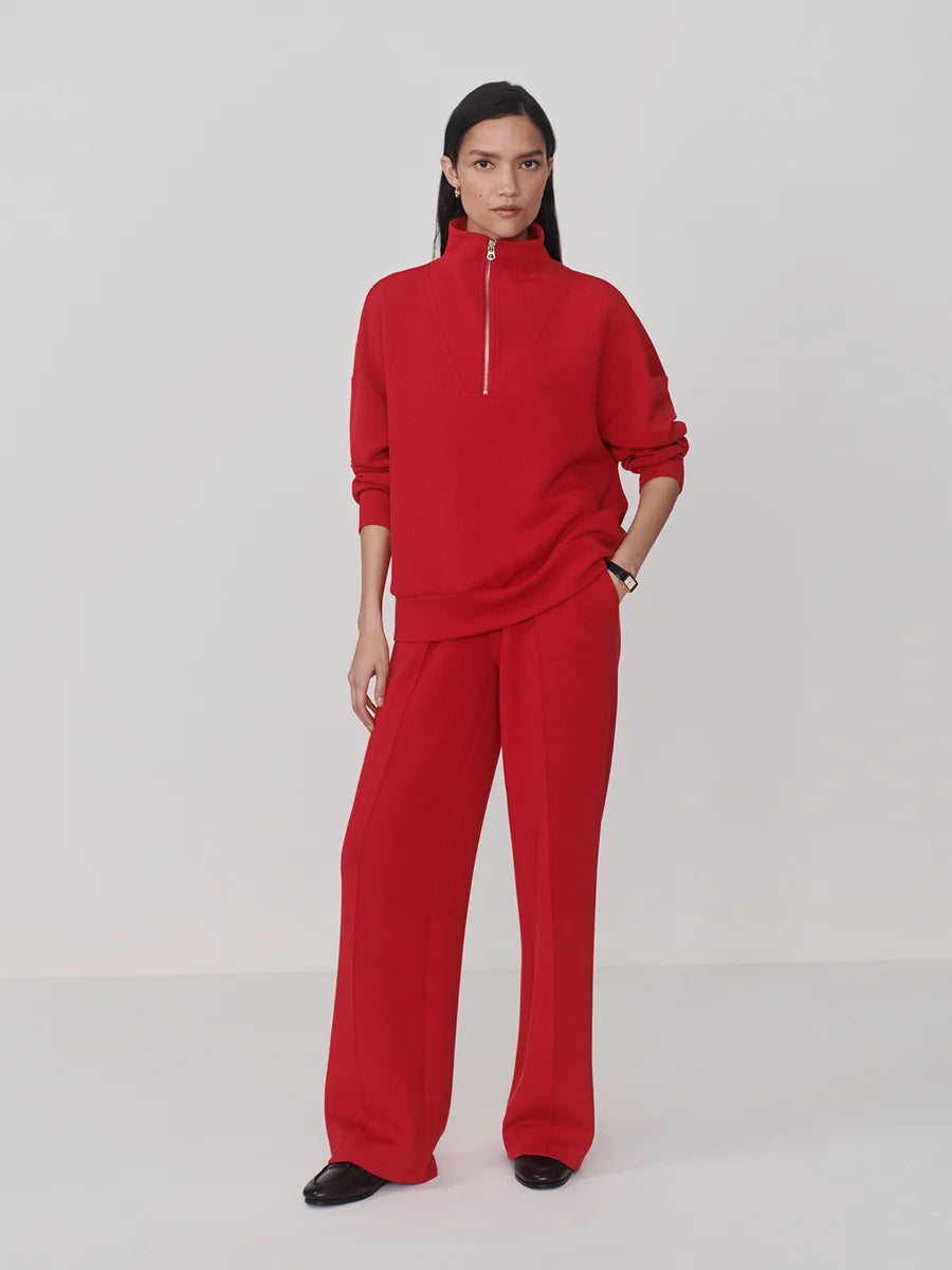 Hawley Half Zip Sweat - Red Marl