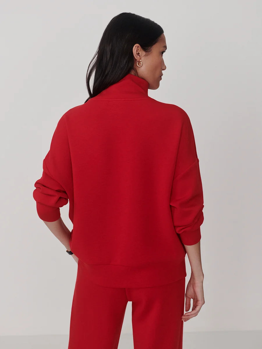 Hawley Half Zip Sweat - Red Marl