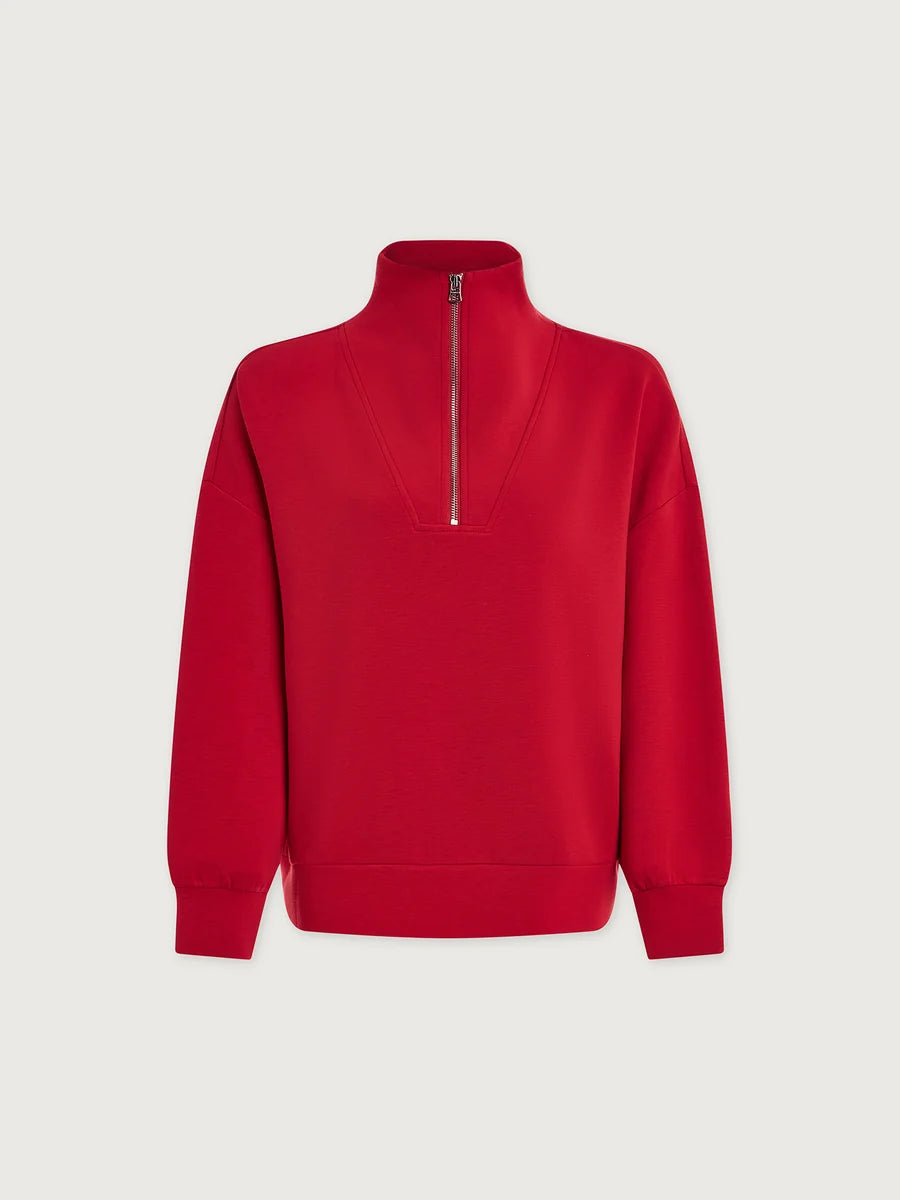 Hawley Half Zip Sweat - Red Marl