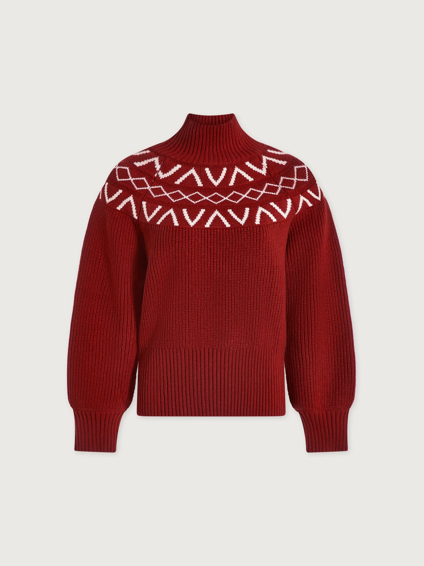 Marcie Fairisle Yoke Knit - Red Dahlia