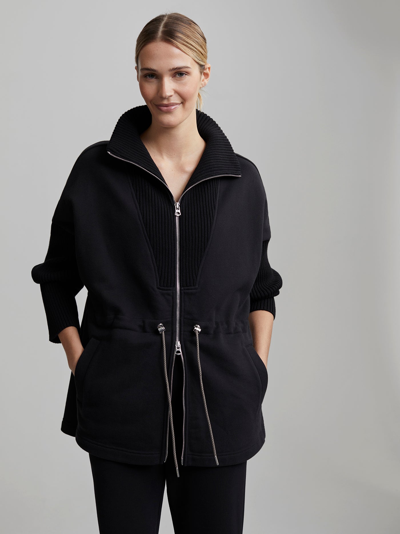 Cotswold Longline Zip Through - Black