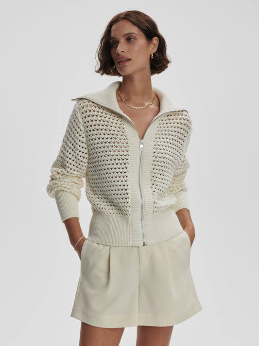 Eloise Full Zip Knit - Egret