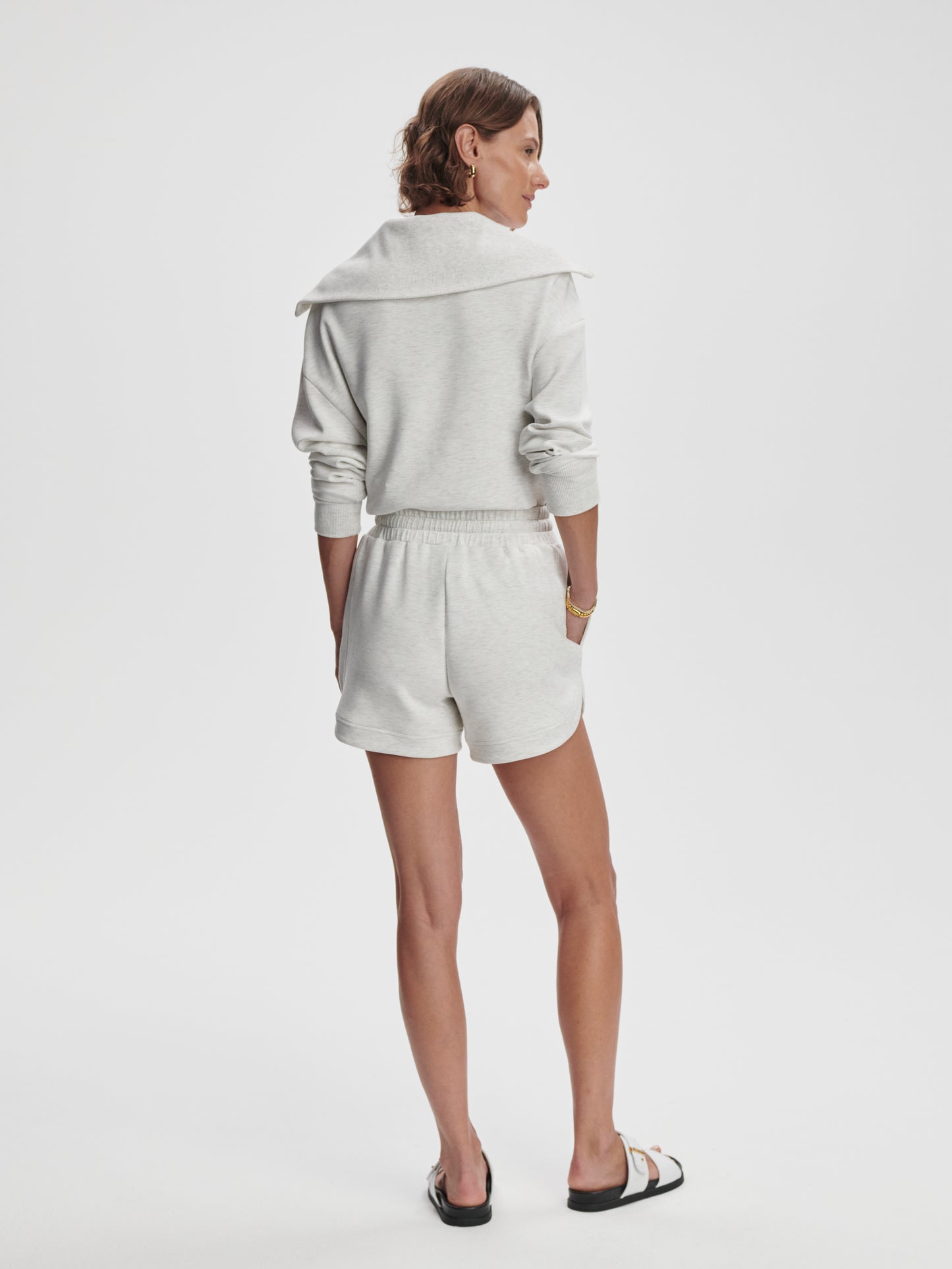 Ollie High Rise Shorts 3.5 - Ivory Marl