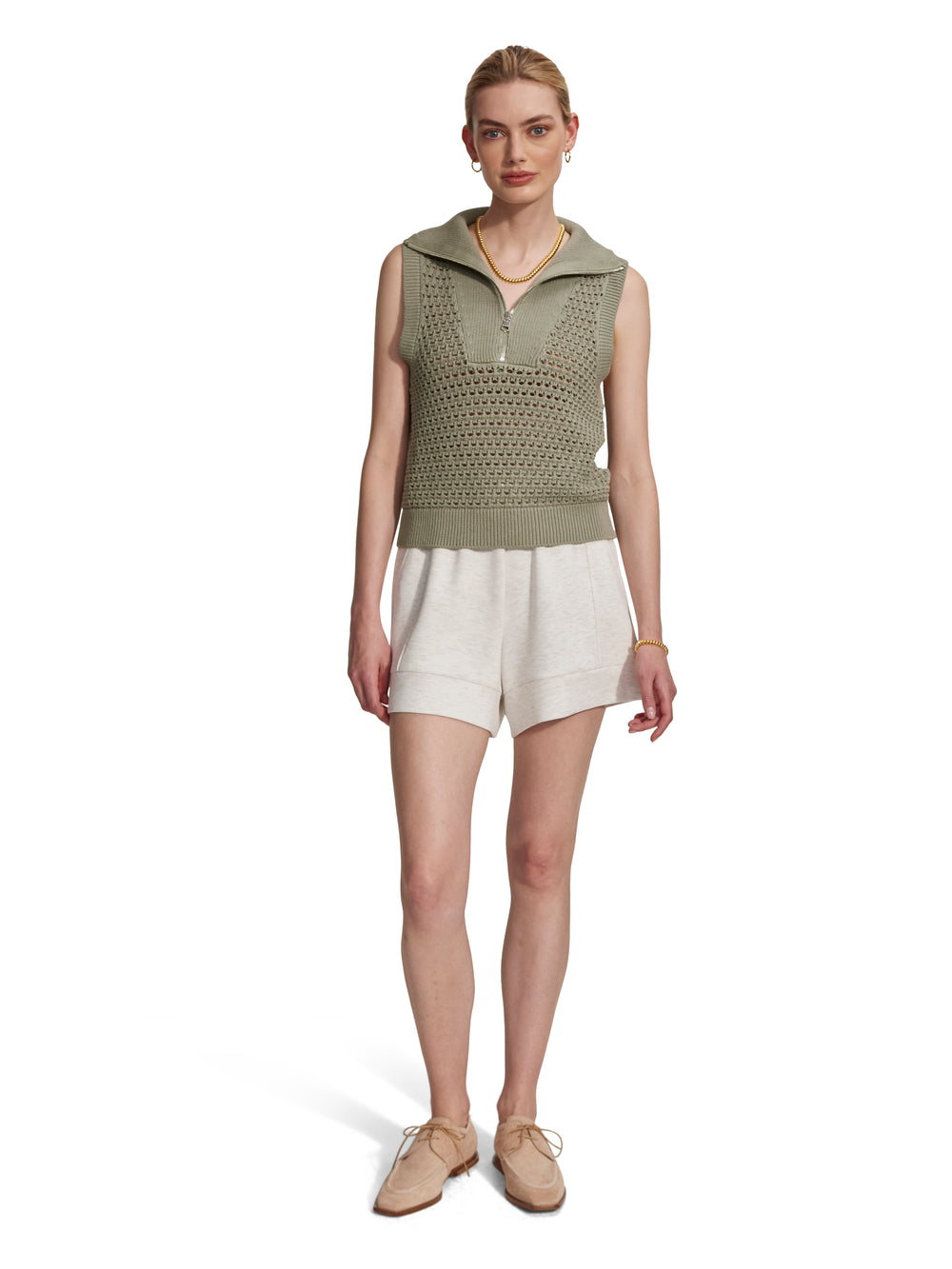 Bains Half Zip Tank - Seagrass