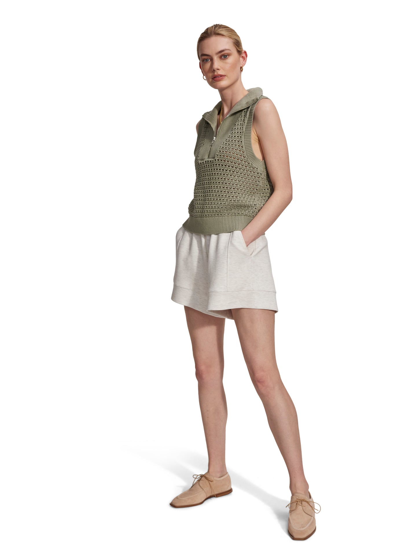 Bains Half Zip Tank - Seagrass