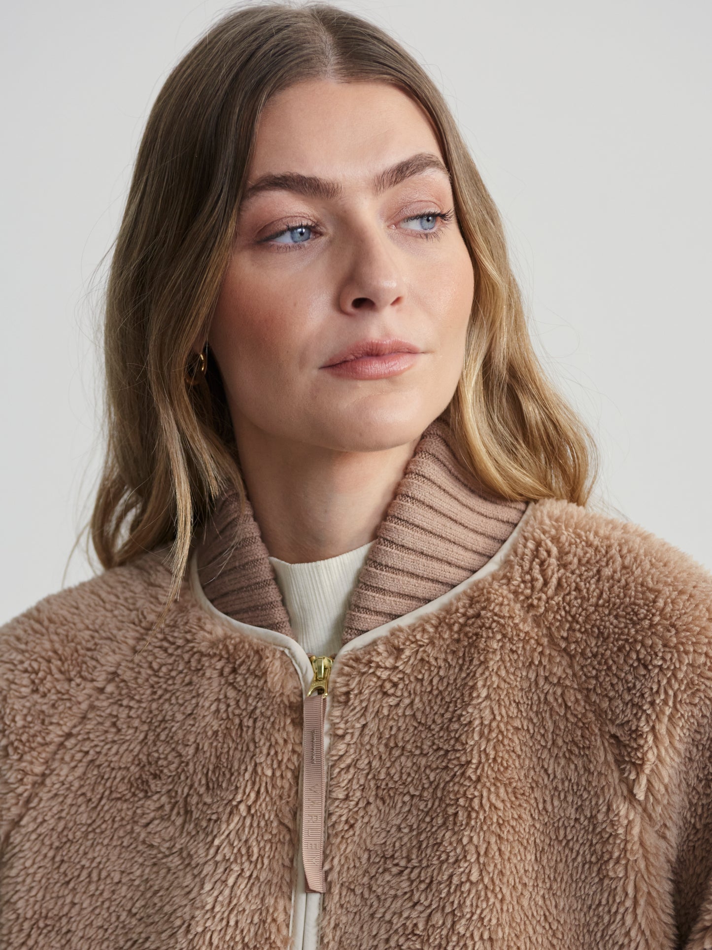 Ella Long Line Sherpa Bomber -  Chanterelle