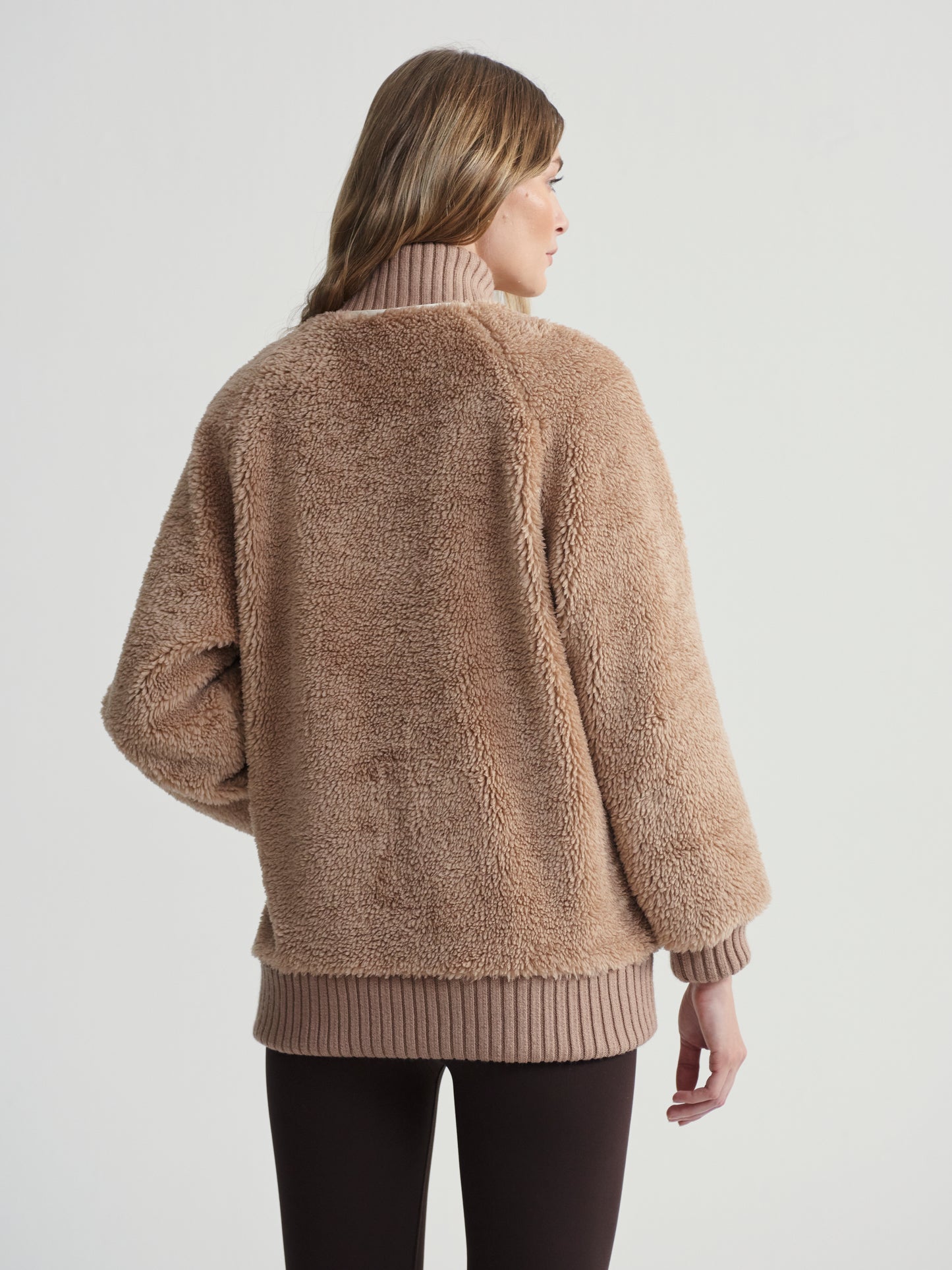 Ella Long Line Sherpa Bomber -  Chanterelle