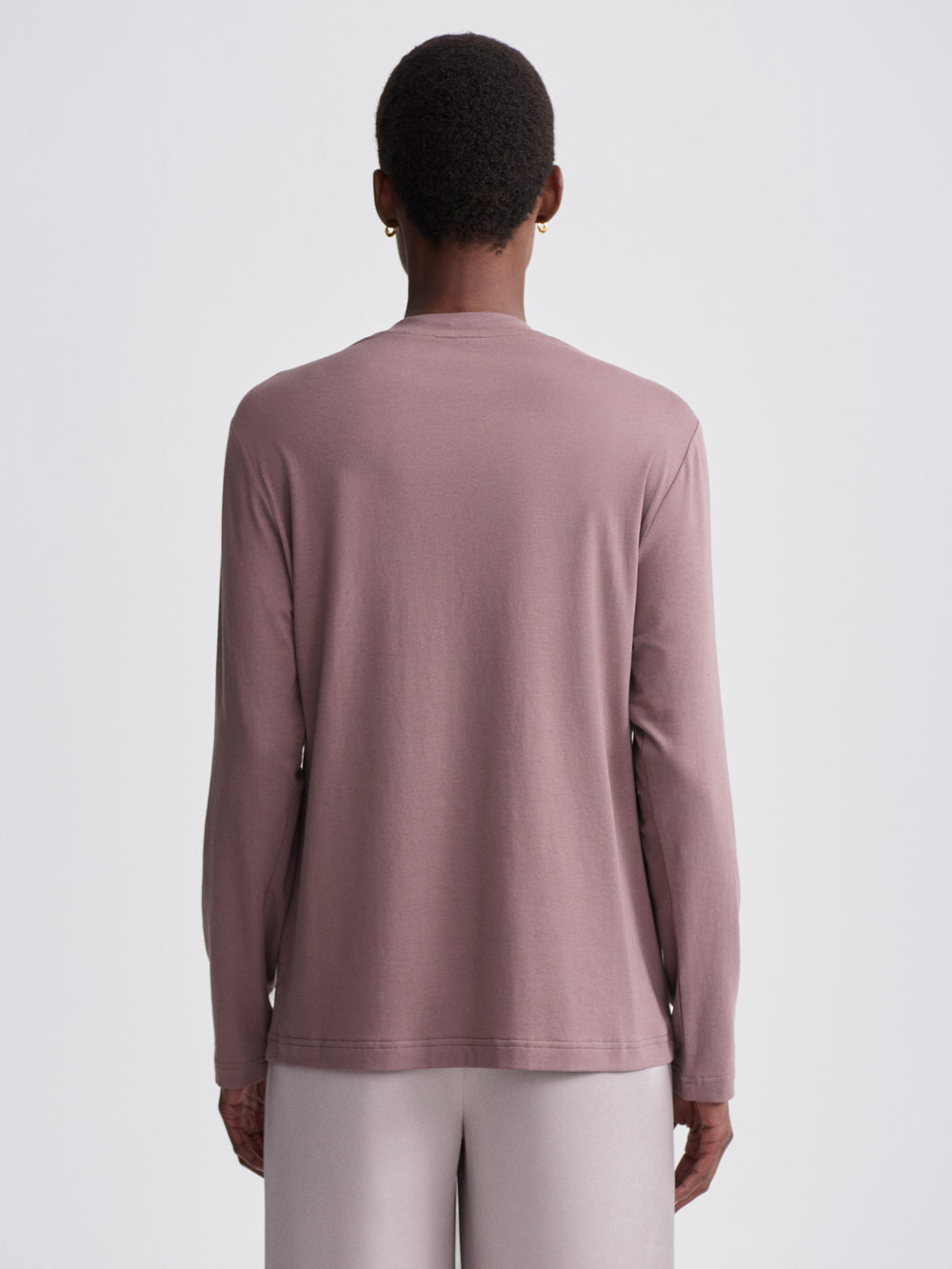 Leah Long Sleeve Boyfriend Tee - Deep Taupe
