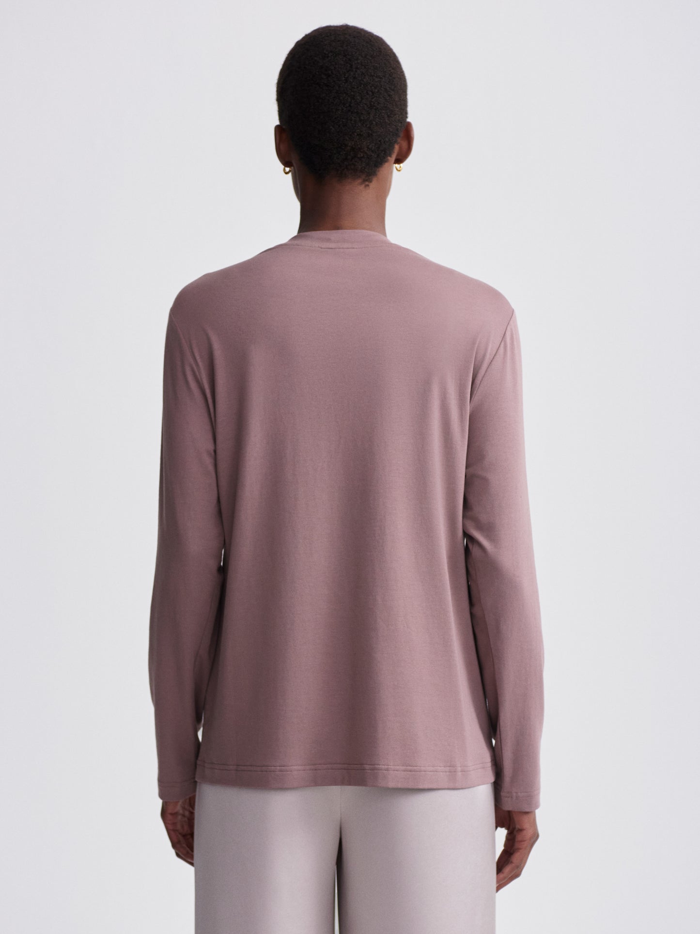 Leah Long Sleeve Boyfriend Tee - Deep Taupe