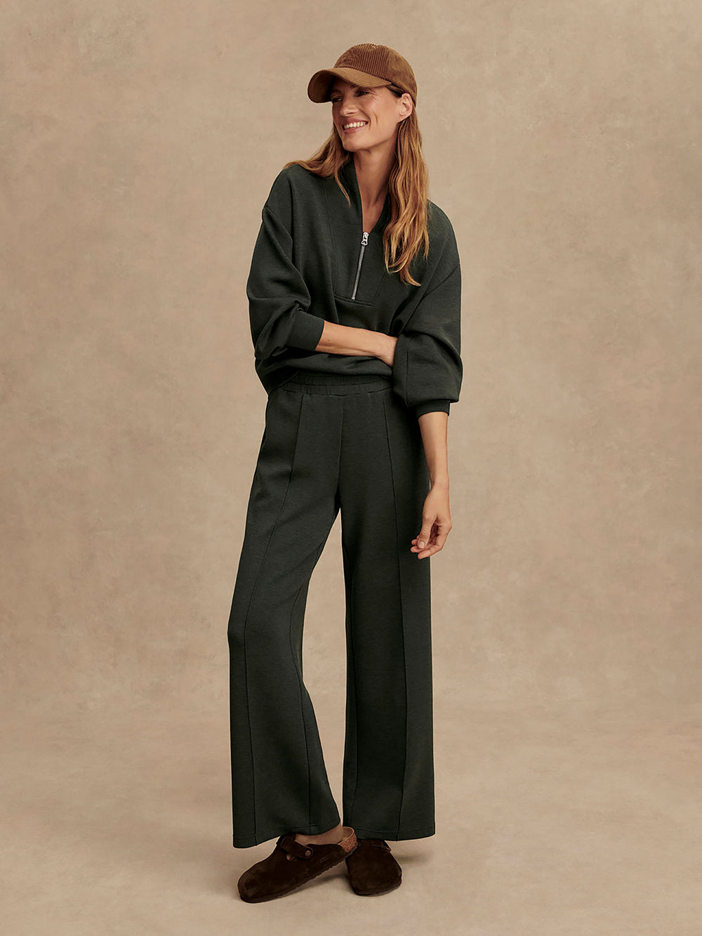 The Wide Leg Pant 28 - Olive Marl