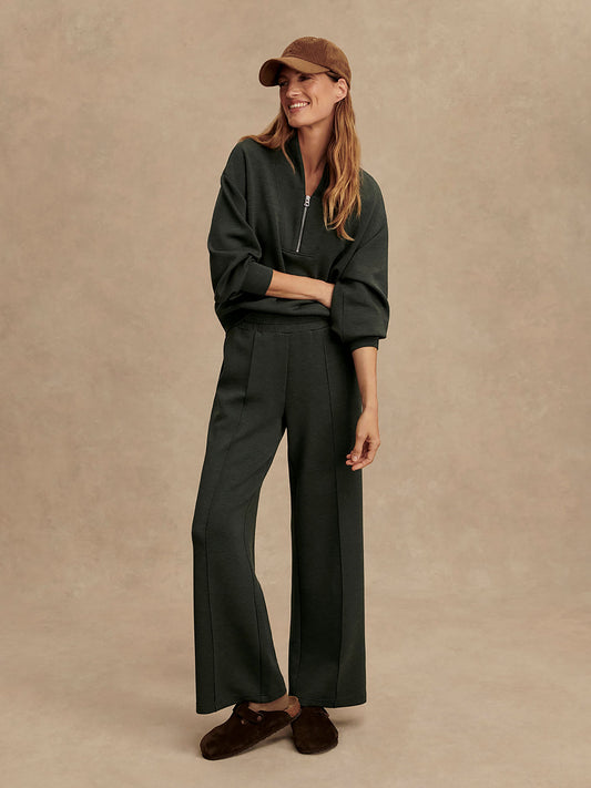 The Wide Leg Pant 28 - Olive Marl