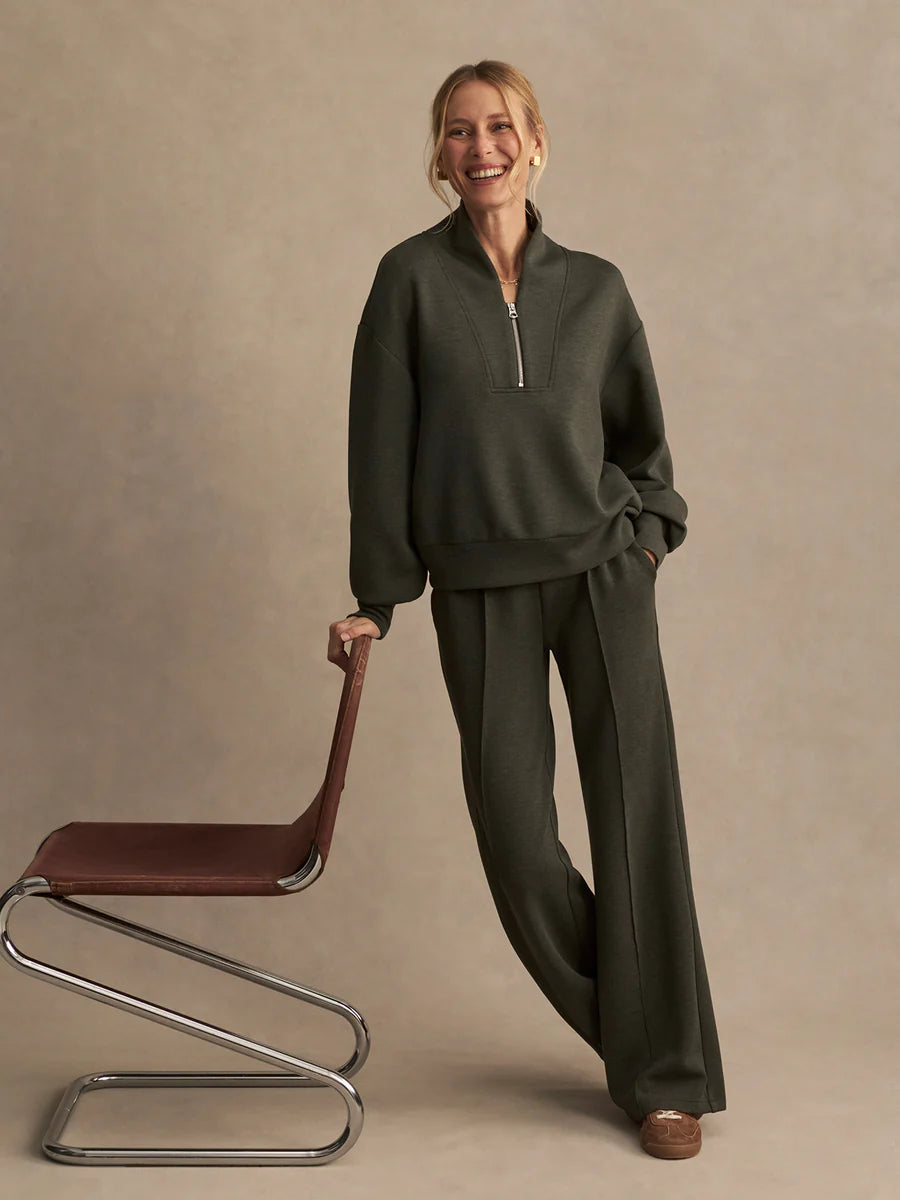 The Wide Leg Pant 32 - Olive Marl