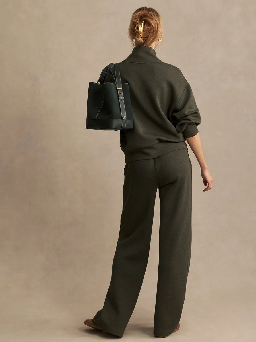 The Wide Leg Pant 32 - Olive Marl