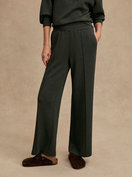 The Wide Leg Pant 30 - Olive Marl