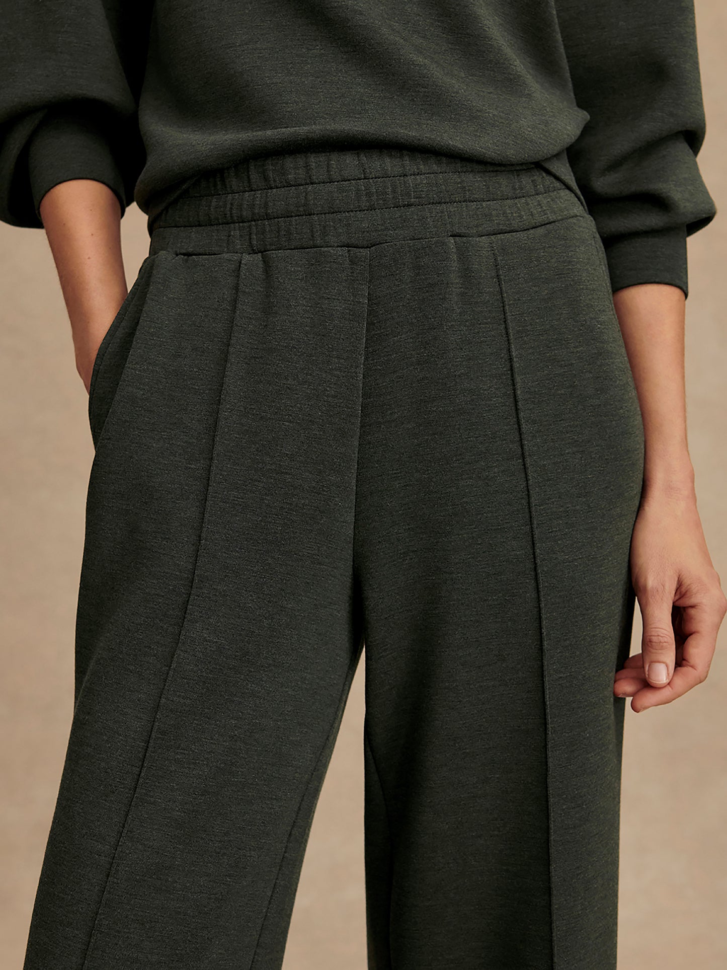 The Wide Leg Pant 30 - Olive Marl