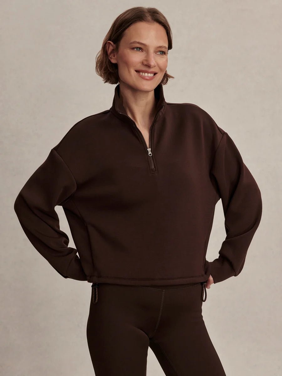 Sian Cropped Half Zip Midlayer - Coffee Bean
