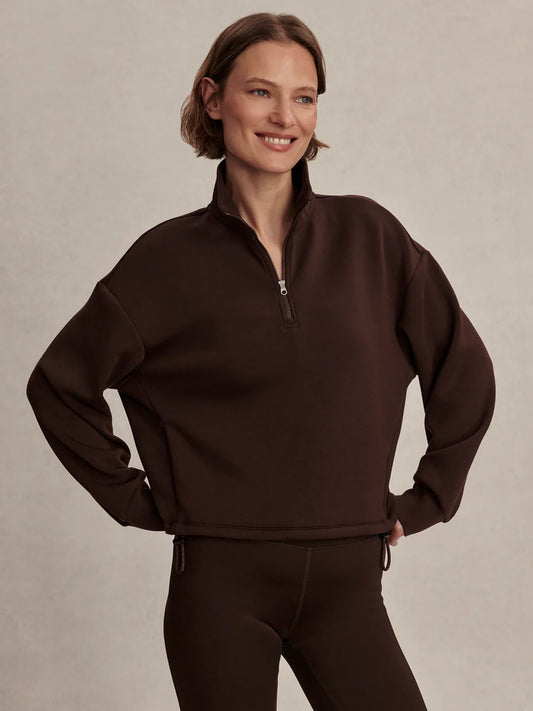 Sian Cropped Half Zip Midlayer - Coffee Bean