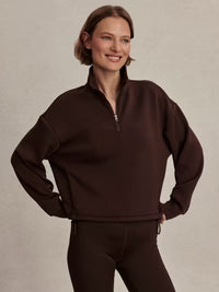 Sian Cropped Half Zip Midlayer - Coffee Bean