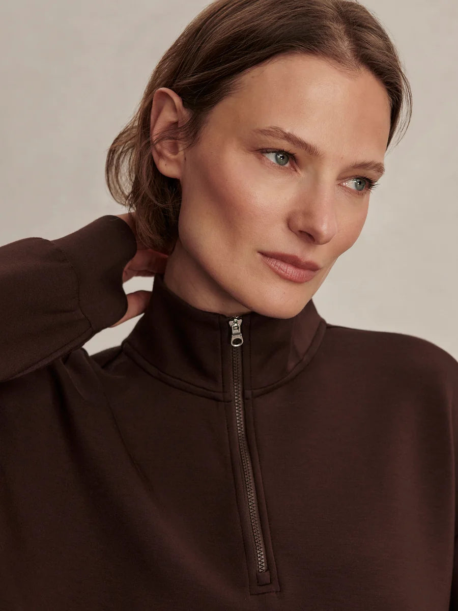 Sian Cropped Half Zip Midlayer - Coffee Bean