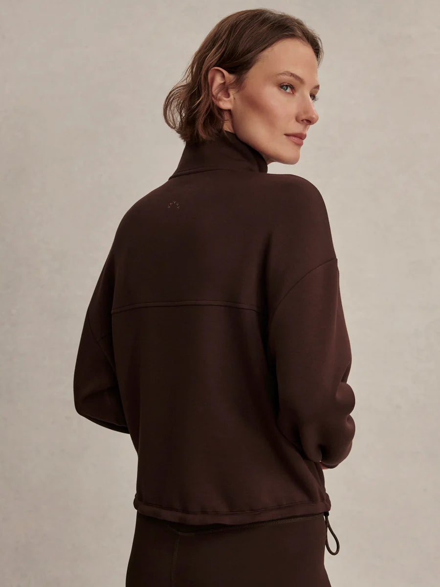 Sian Cropped Half Zip Midlayer - Coffee Bean