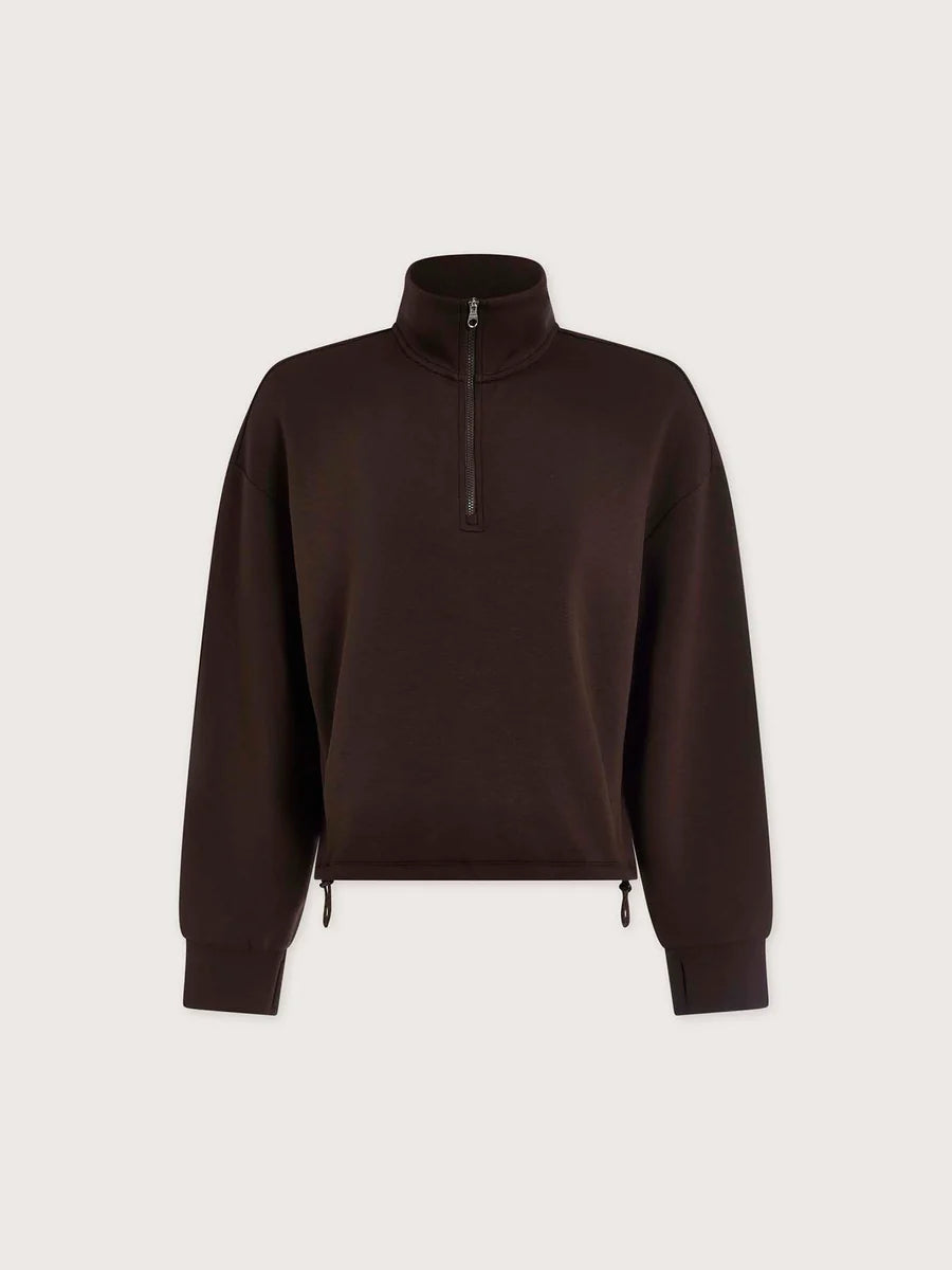 Sian Cropped Half Zip Midlayer - Coffee Bean