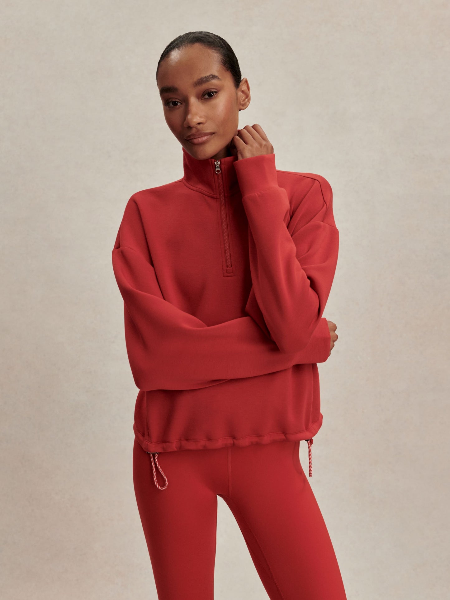 Sian Cropped Half Zip  Midlayer - Lava Falls