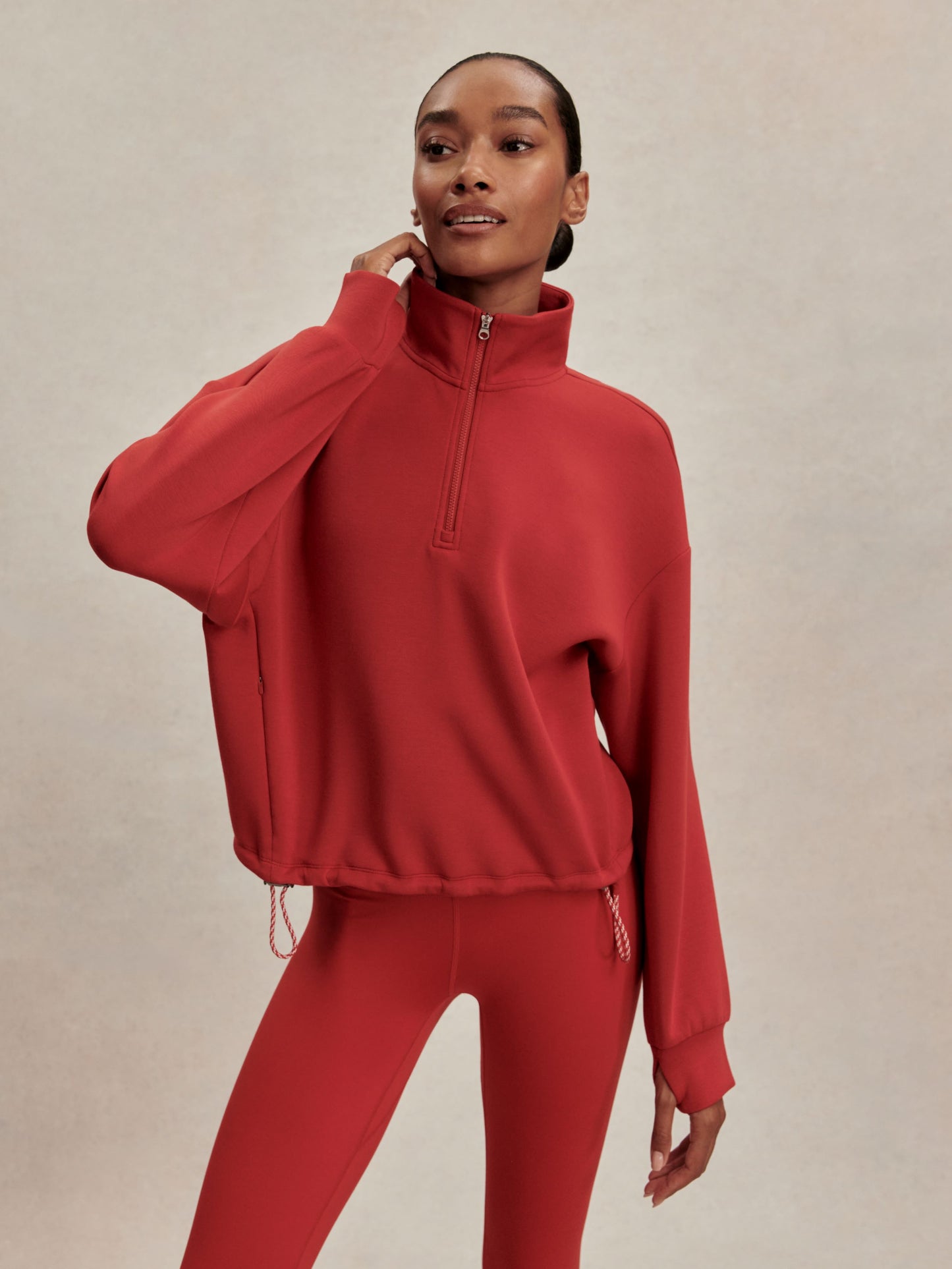 Sian Cropped Half Zip  Midlayer - Lava Falls