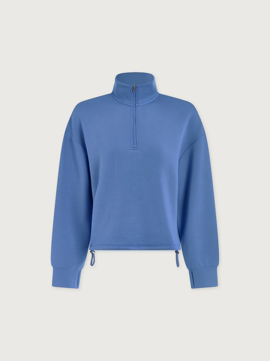 Sian Cropped Half Zip Sweat  - Marina