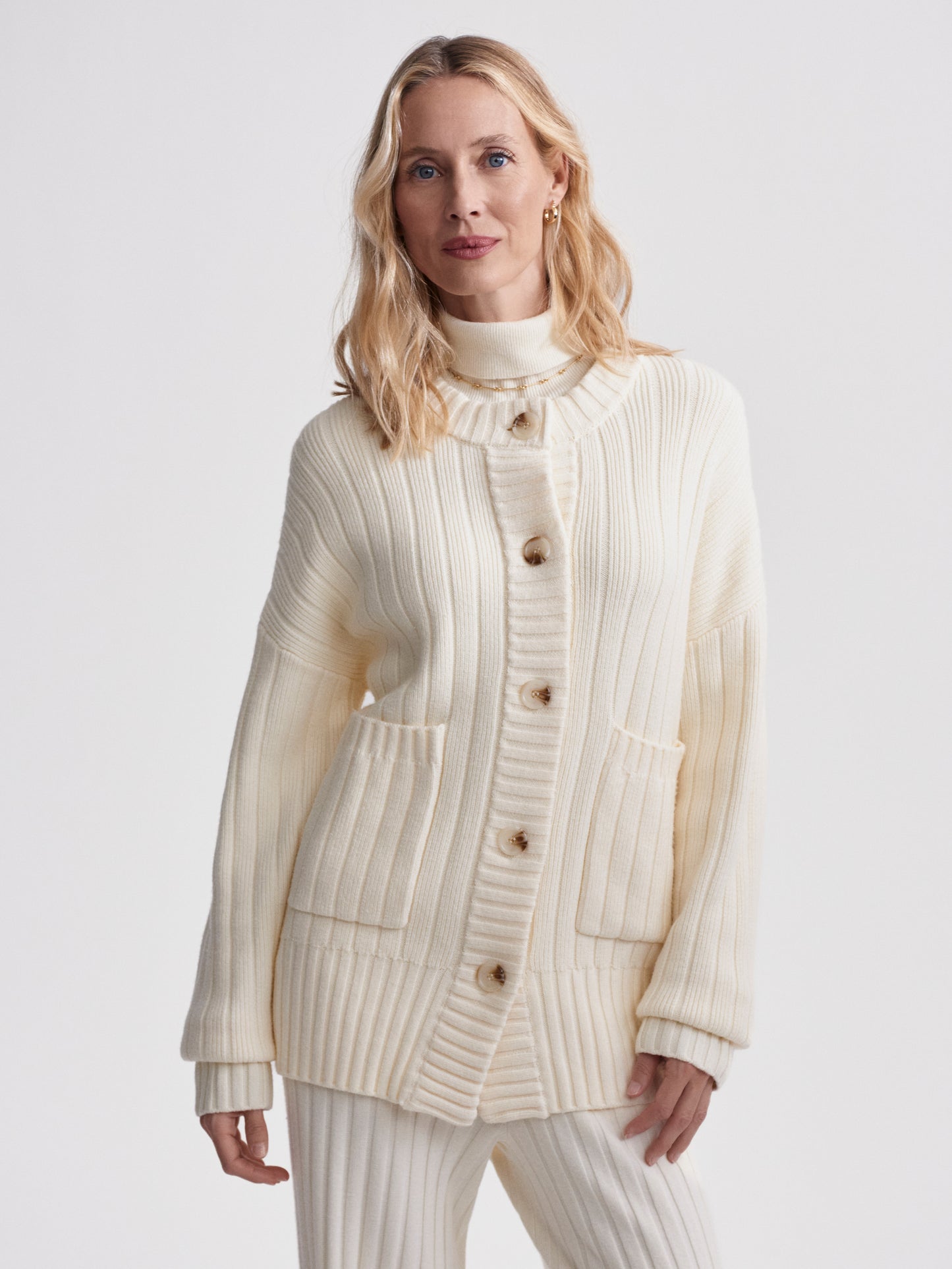 Pensdale Relaxed Knit  Jacket - Egret