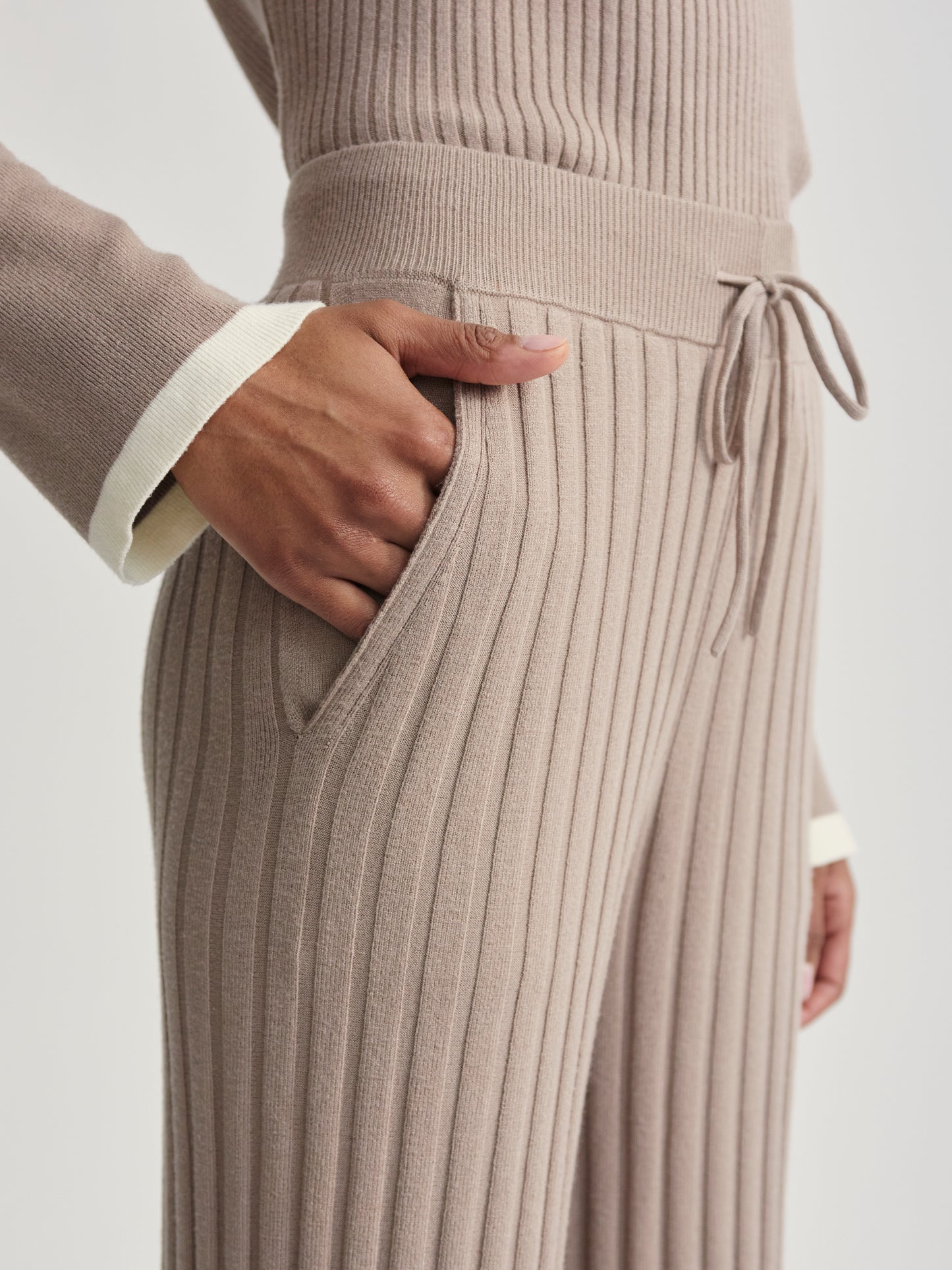 Simeon Wide Rib Knit Trouser - Fungi