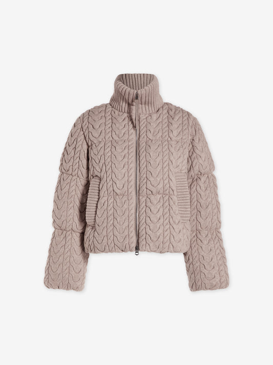 Reggie Cable Knit Puffer - Light  Taupe