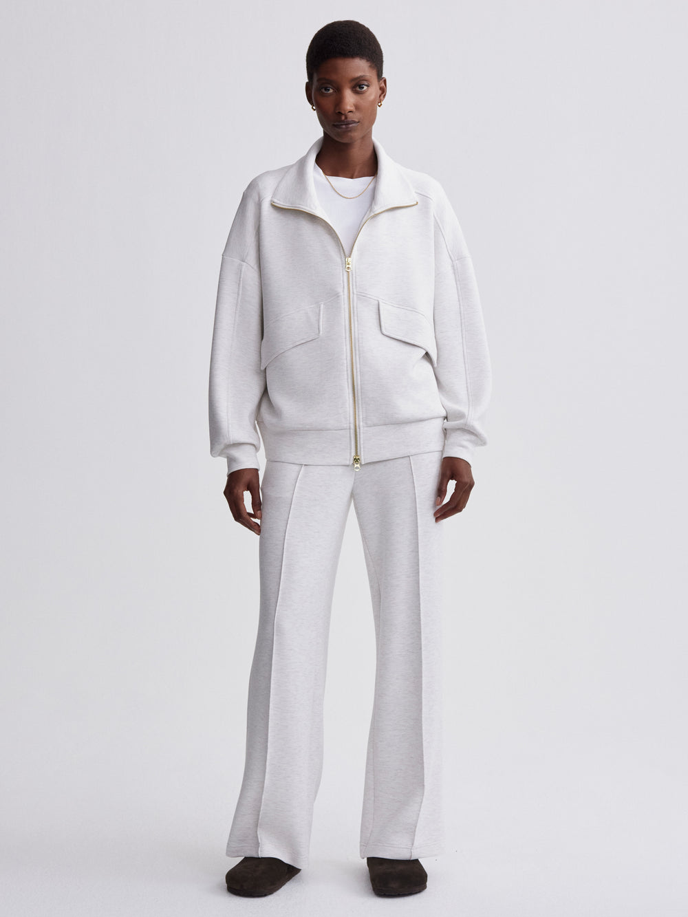 Garcia Zip Through Sweat -  Ivory Marl
