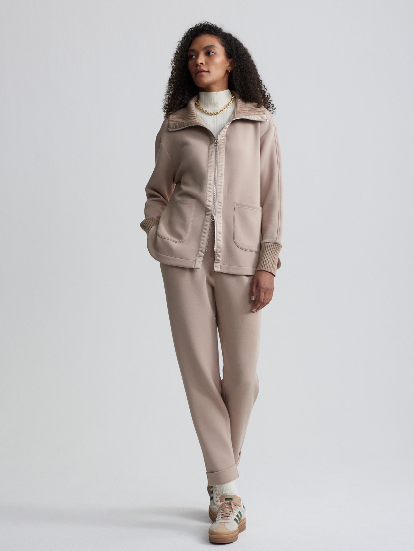 Niamh Zip Through - Light  Taupe