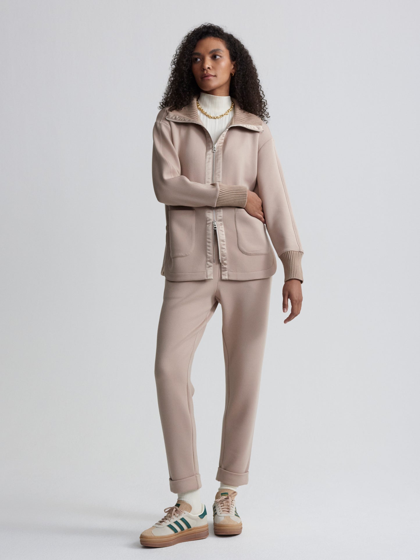 Niamh Zip Through - Light  Taupe