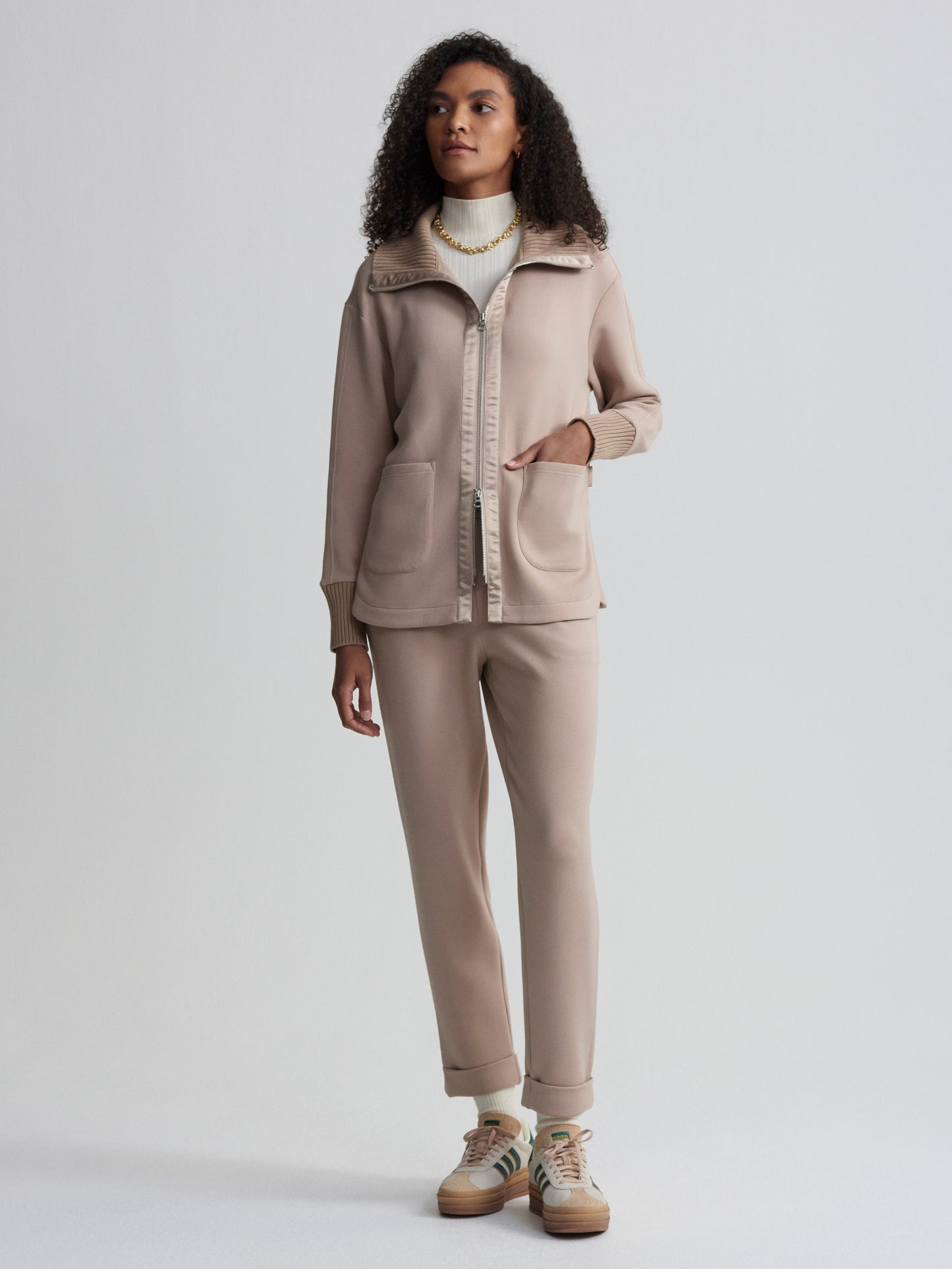 Niamh Zip Through - Light  Taupe