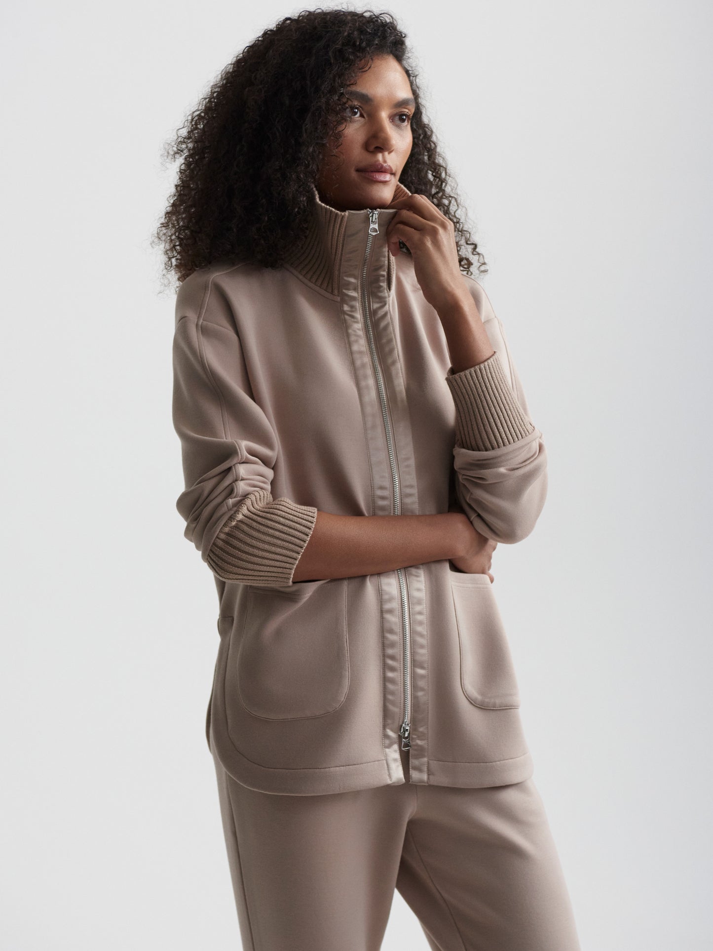 Niamh Zip Through - Light  Taupe