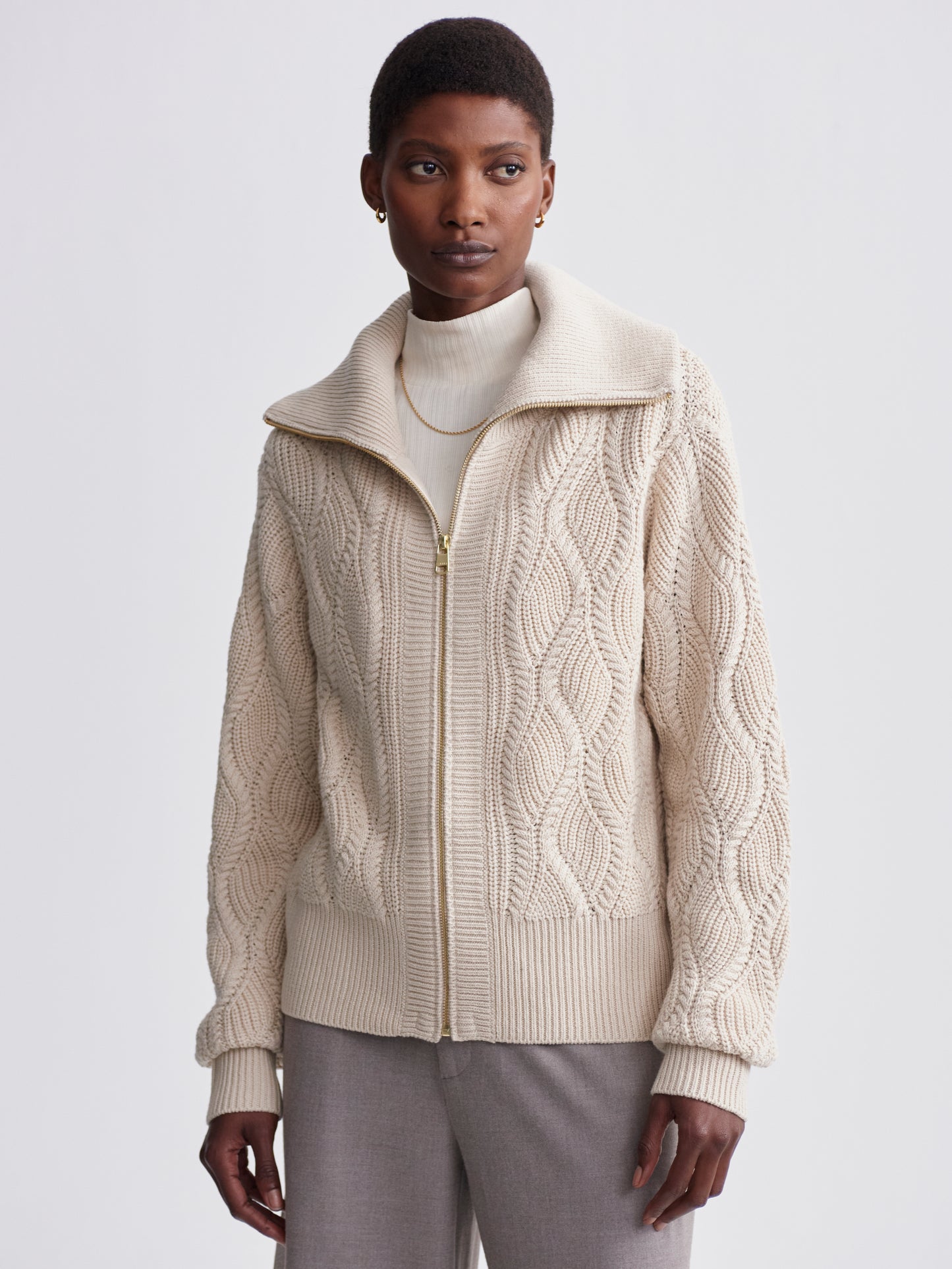 Lando Full Zip Knit - Birch