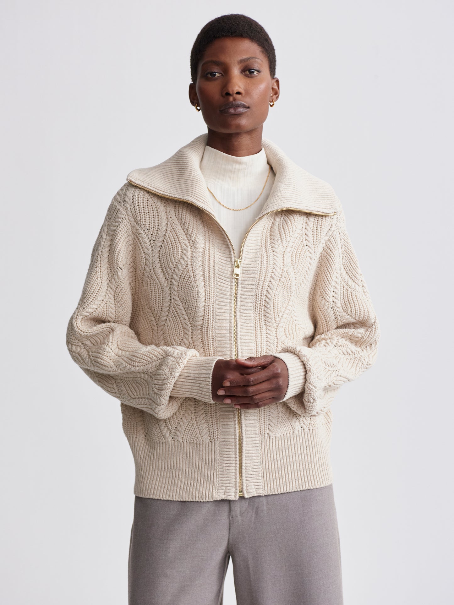 Lando Full Zip Knit - Birch