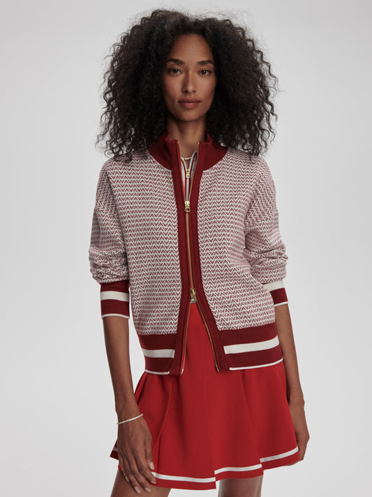 Walter Knit Jacket - Red Dahlia/White